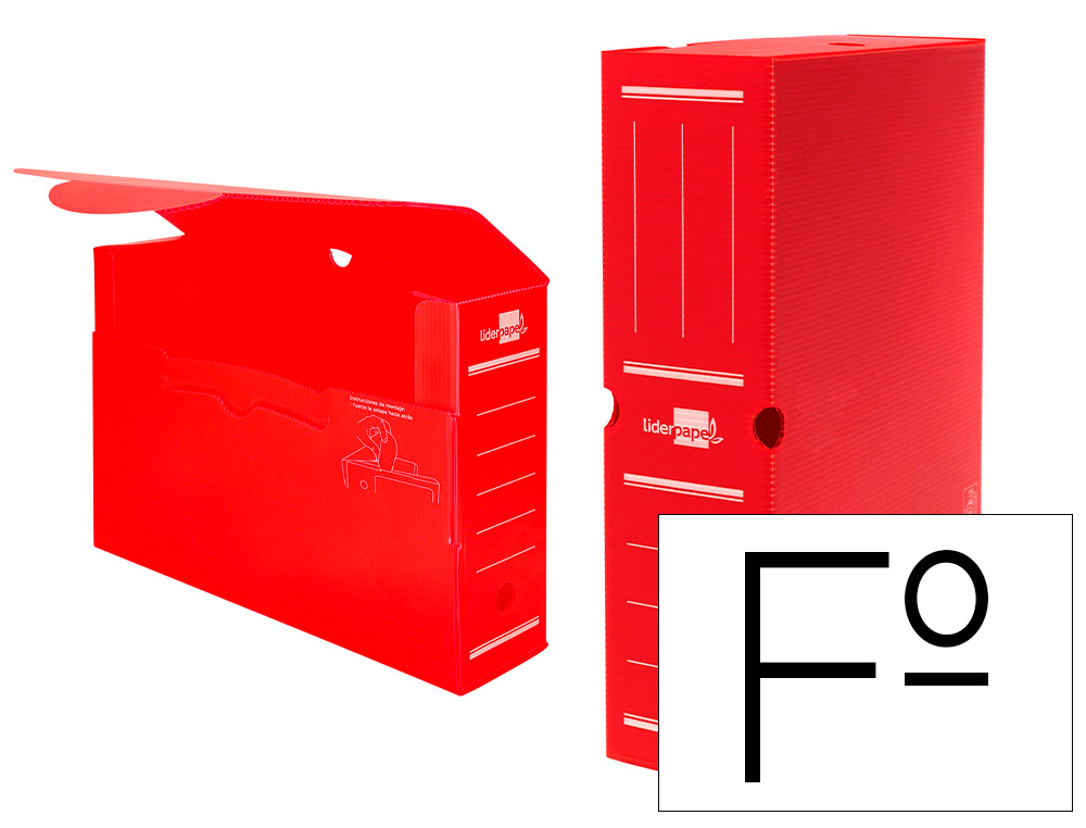 BOITE A ARCHIVES LIDERPAPEL POLYPROPYLENE ONDULE DOS      100MM 360X100X260MM COLORIS   ROUGE