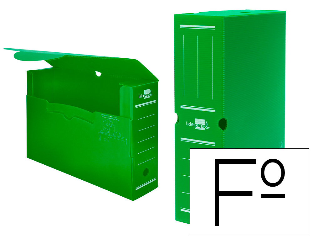 BOITE A ARCHIVES LIDERPAPEL POLYPROPYLENE ONDULE DOS      100MM 360X100X260MM COLORIS   VERT