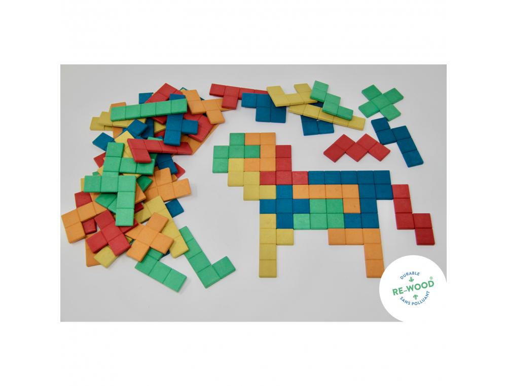 ACCESSOIRES POUR GEOMETRIE WISSNER PENTOMINOS EN RE WOOD 60 PIECES 5 COLORIS ASSORTIS