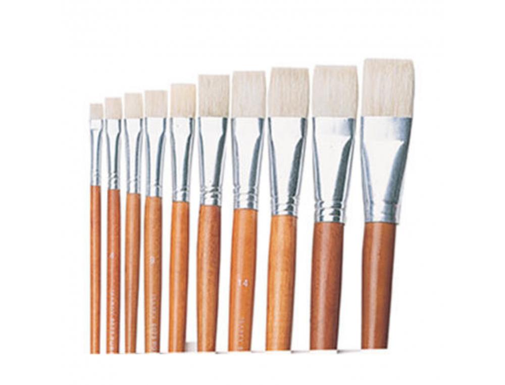 BROSSE PLATE O'COLOR POILS EN SOIE DE PORC N 22 IDEAL       PEINTURE ACRYLIQUE VIROLE     ALUMINIUM ET MANCHE BOIS LOT