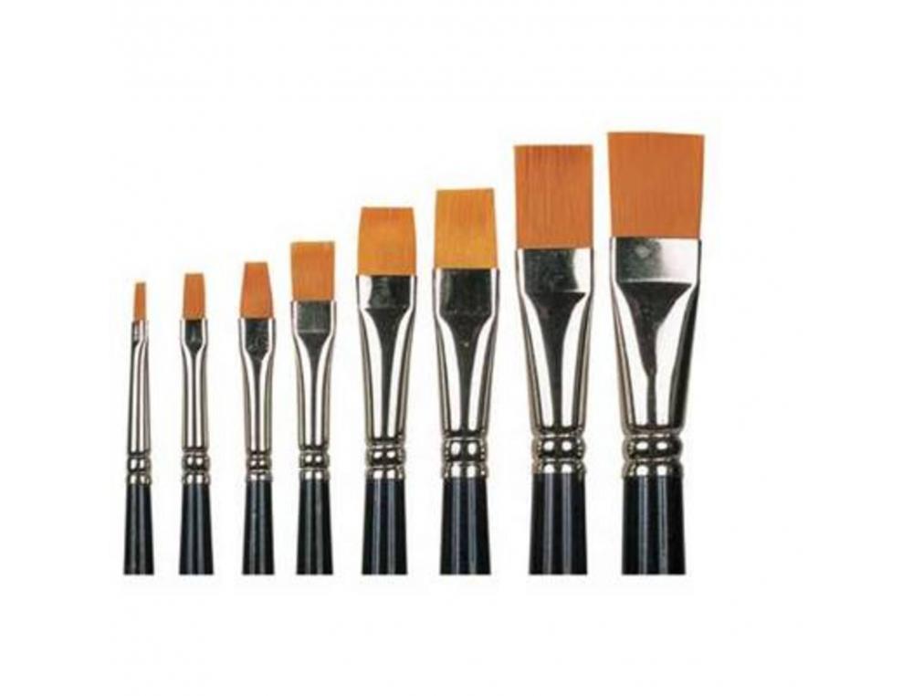 BROSSES POILS SYNTHETIQUES PLATES N 04 POUR PEINTURE     ACRYLIQUE VIROLE EN ALU LOT   DE 10 UNITES