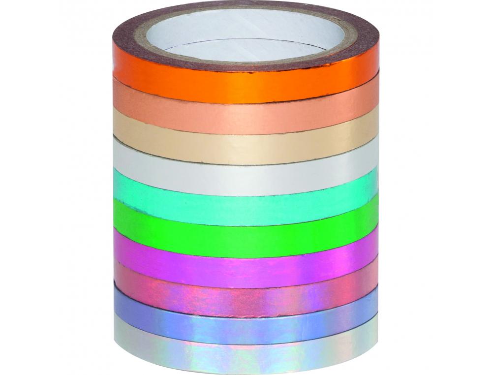 LOT MINI RUBANS FOLIA 3MMX5M 170G DORURE HOTFOIL UNI 10    UNITES COLORIS ASSORTIS