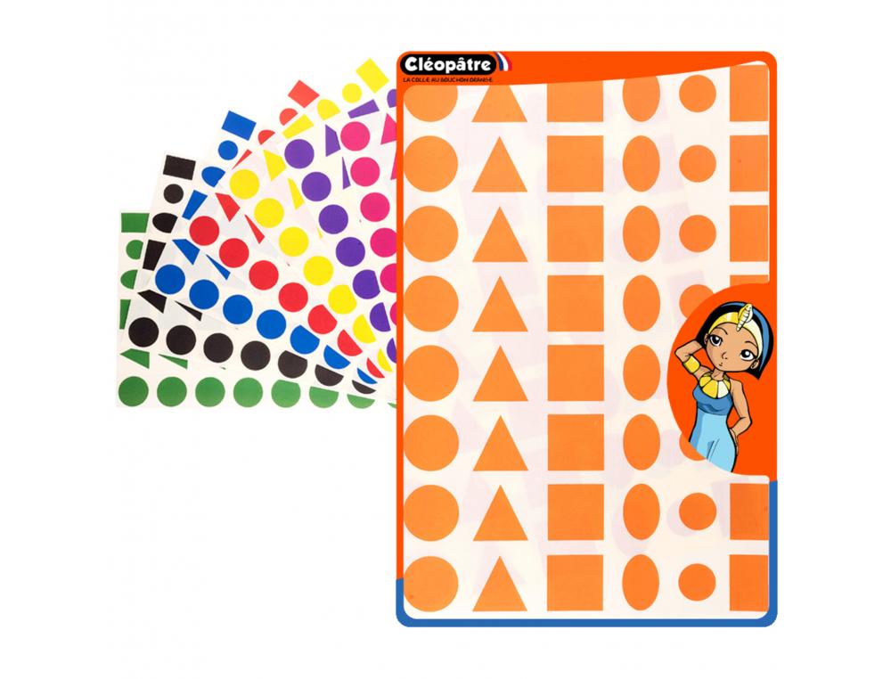 GOMMETTE GEOMETRIQUE CLEOPATRE REPOSITIONNABLE     PLANCHE A4 5 FORMES 8         COULEURS ASSORTIES 2304