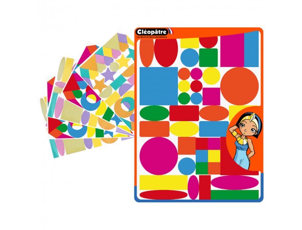 GOMMETTE GEOMETRIQUE CLEOPATREBABY 12 A 55MM + DE 11 FORMES 276 GOMMETTES 12 COLORIS      ASSORTIS VIFS PASTEL POCHETTE