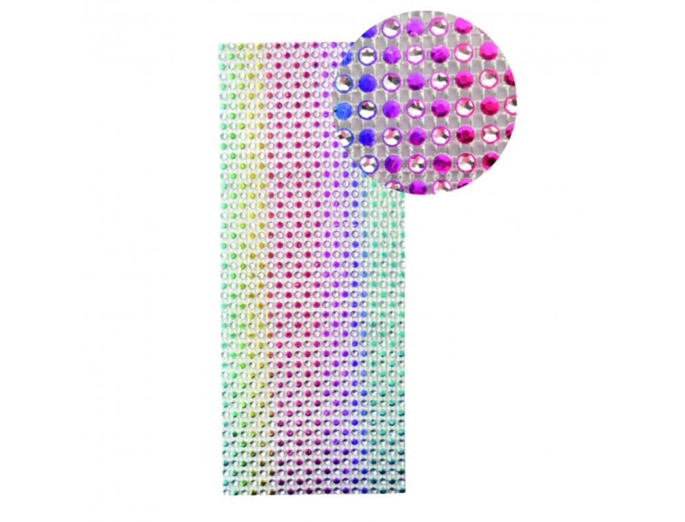 BANDE STRASS ADHESIVES GRAINE CREATIVE 10X25,5CM COLORIS    MULTICOLORE FOND CLAIR