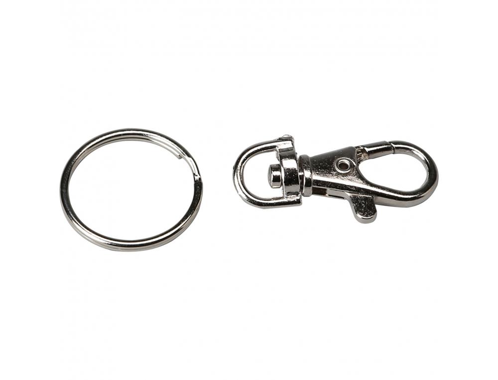 ATTACHE MOUSQUETON OCOLOR 37MM AVEC ANNEAU COLORIS      CHROME LOT DE 10
