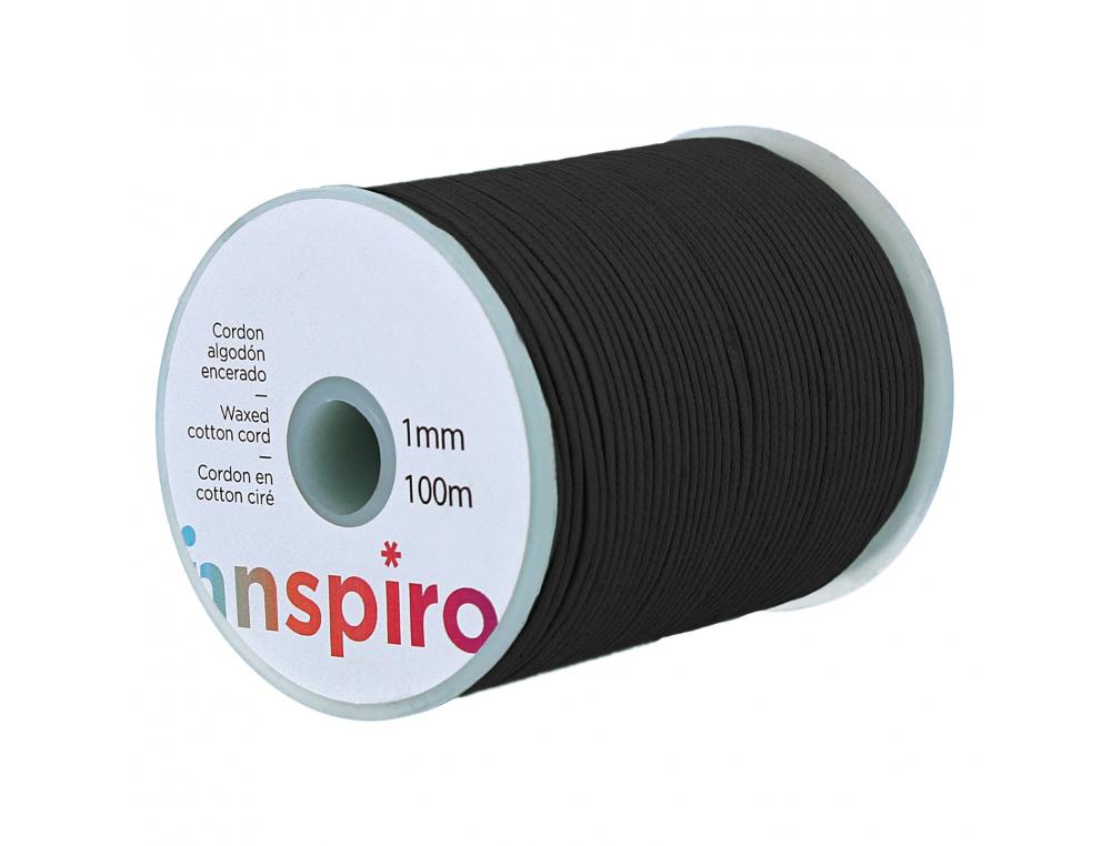 CORDON CIRE INNSPIRO 1MMX100M COLORIS NOIR SUR BOBINE