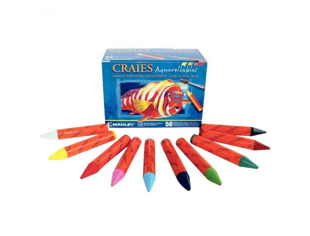 CRAIES AQUARELLABLES OZ MANLEY 8 CM BOITE 50 UNITES   COLORIS ASSORTIS
