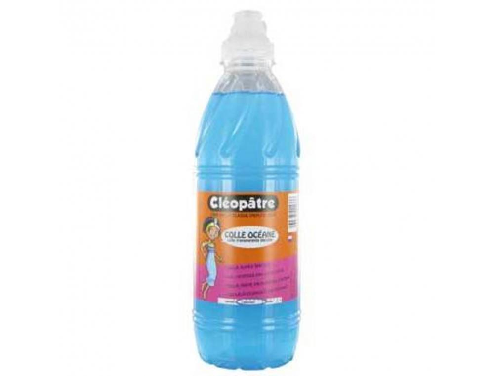 COLLE OCEANE CLEOPATRE SANS SOLVANT PAPIER CARTON BOUCHON PINCEAU COLORIS BLEU FLACON   DE 1KG