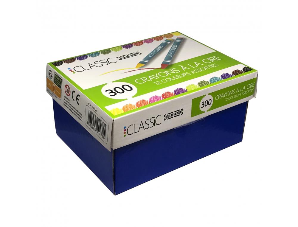 CLASSPACK CRAYONS CIRE ECONOMIQUE ULMANN 90 MM 300   UNITES COLORIS ASSORTIS