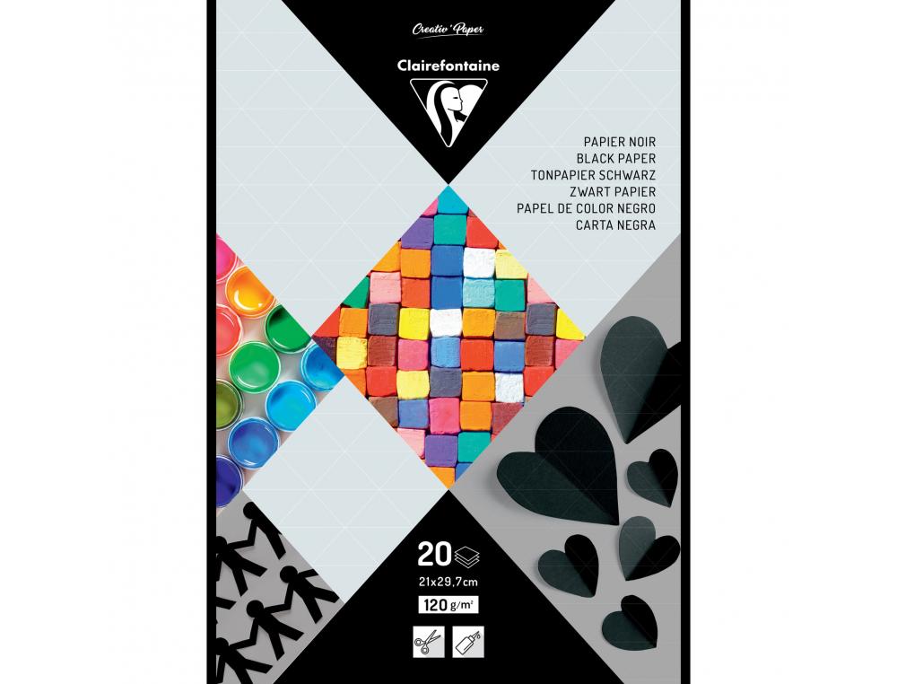 BLOC CLAIREFONTAINE PAPIER DESSIN 21X29,7CM 120G COLORIS NOIR 20 FEUILLES