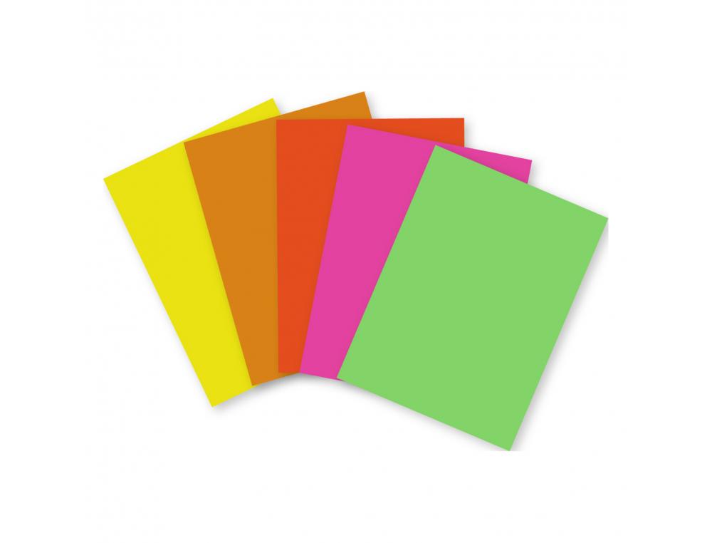 PAPIER AFFICHE CLAIREFONTAINE 29,7X42CM 90G COLORIS FLUO    ASSORTIS PAQUET 100 FEUILLES