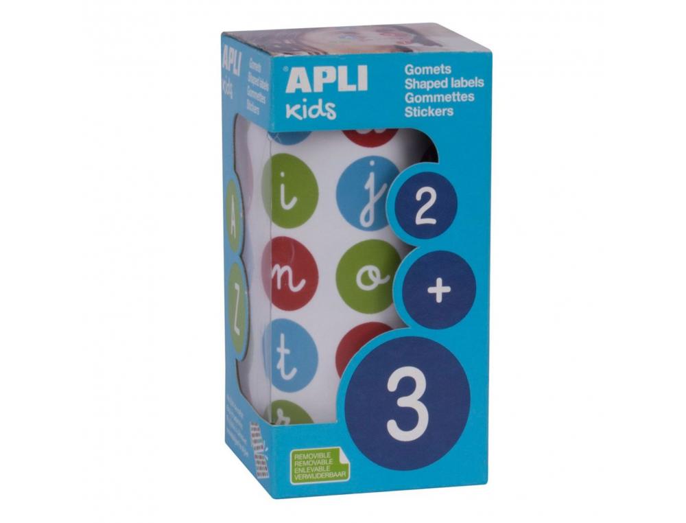 GOMMETTE APLI LETTRES MINUSCULES 20MM COLORIS       ASSORTIS ROULEAU 900 UNITES