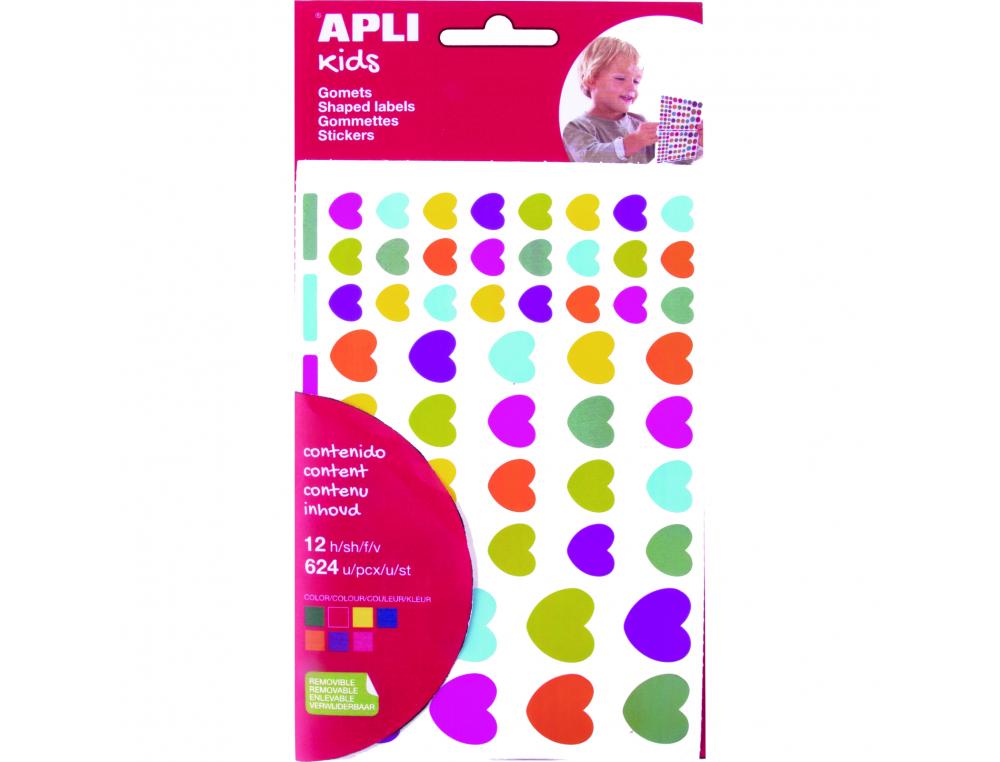 GOMMETTE APLI COEURS TAILLES ET COLORIS ASSORTIS 624       UNITES