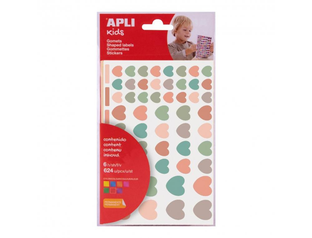 GOMMETTE APLI COEURS TAILLES ET COLORIS NORDIQUES ASSORTIS 624 UNITES