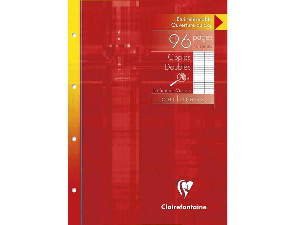 COPIES DOUBLES CLAIREFONTAINE PERFOREES DEFICIENTS VISUELS  21X29,7CM 200P SEYES NOIR     2,5MM