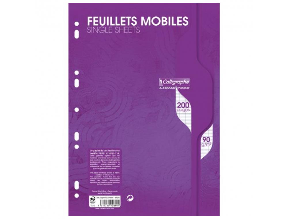 FEUILLET MOBILE CONQUERANT 210X297MM 200 PAGES 90G SEYES PERFORE COLORIS BLANC