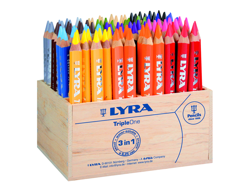 CLASSPACK CRAYONS COULEURS TRIPLE ONE LYRA CORPS         TRIANGULAIRE 12CM MINE 6MM 96 UNITES COLORIS ASSORTIS