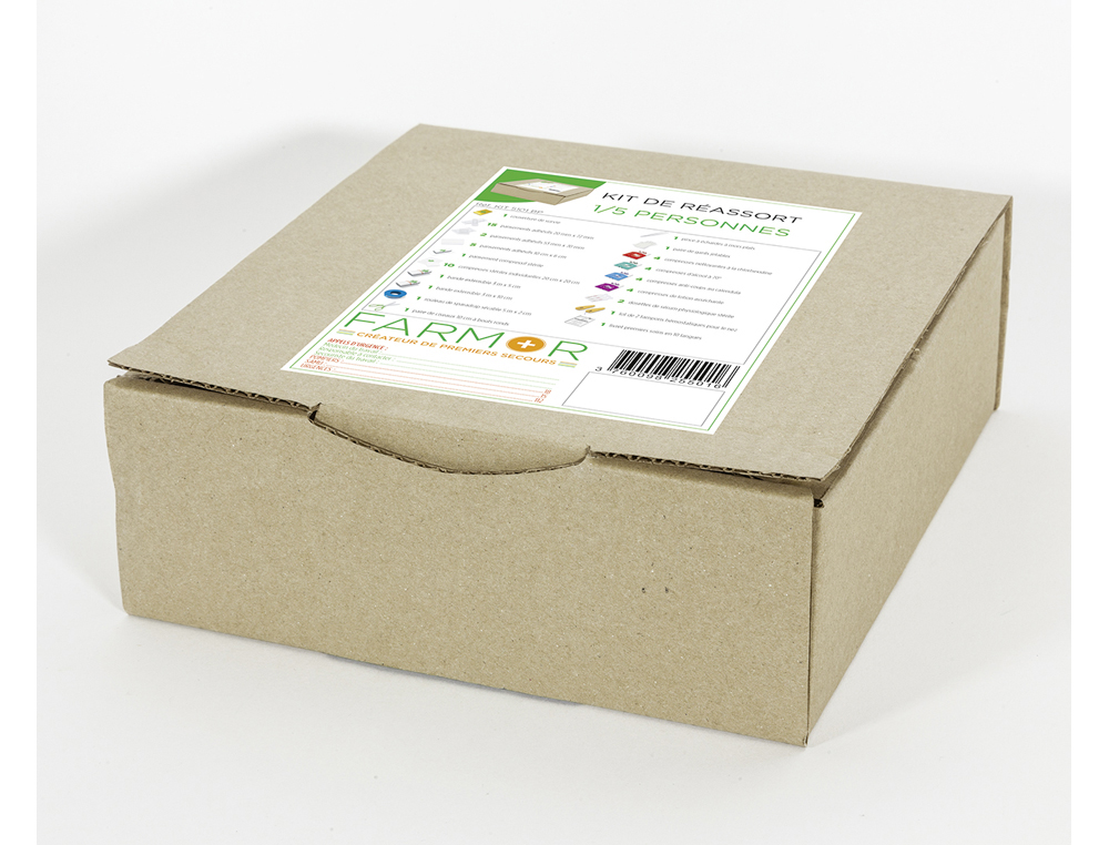 KIT DE REASSORT FARMOR POUR ARMOIRE A PHARMACIE           MULTIRISQUES 1 A 5 PERSONNES