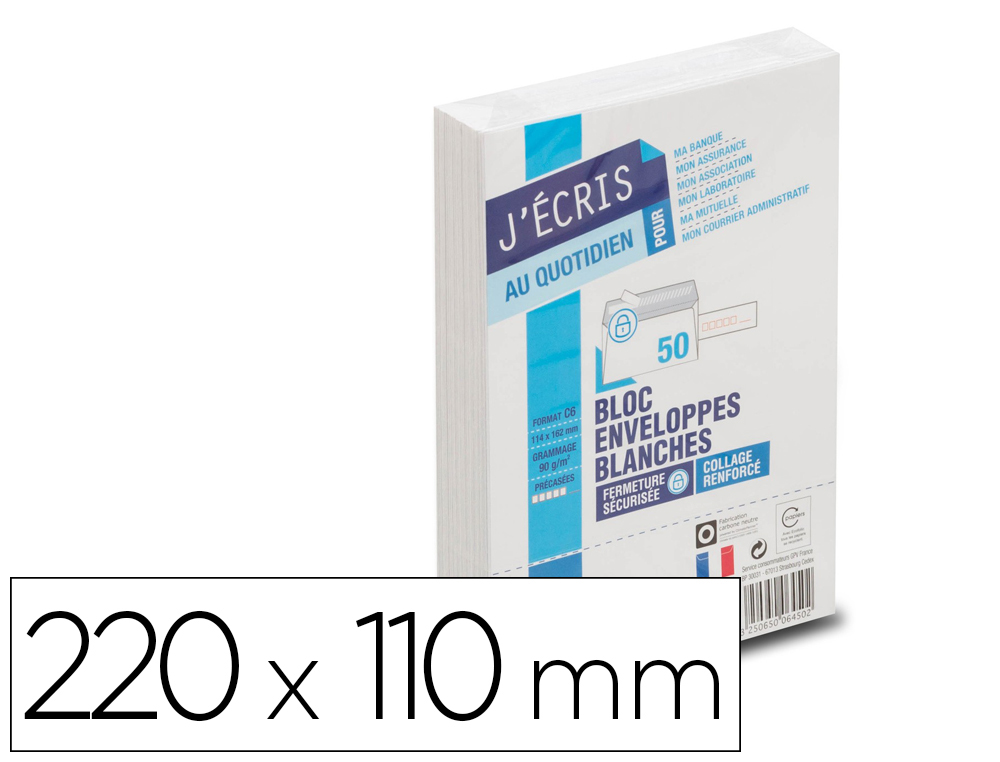 ENVELOPPE GPV VLIN BLANC 90G DL 110X220MM ADHSIVE FOND GRIS PAQUET 25 UNITS