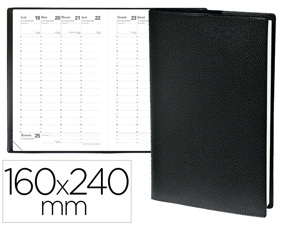AGENDA QUO VADIS MINISTRE PLANNING 13 MOIS DCEMBRE/DCEMBRE RELIURE ATLAS 1 SEMAINE 2 PAGES 160X240MM COULEUR NOIR