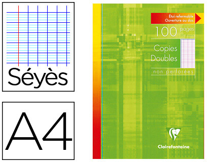 COPIE DOUBLE CLAIREFONTAINE A4 210X297MM PAPIER VLIN VELOUT 100P 90G SYS NON PERFORES TUI VERNI
