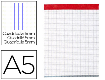 BLOC CONQUERANT SEPT SANS COUVERTURE AGRAF EN TTE A5 148X210MM 80F 60G RGLURE 5X5MM