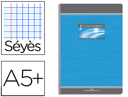 CAHIER BROCH CONQURANT SEPT COUVERTURE OFFSET A5+ 17X22CM 192 PAGES 70G SYS