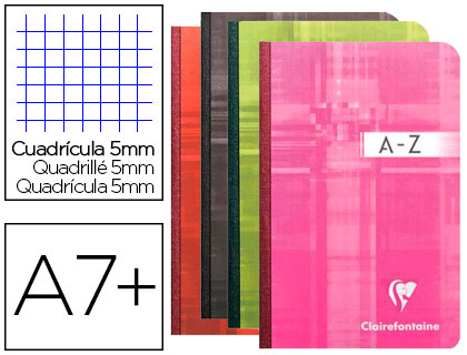 RPERTOIRE CLAIREFONTAINE BROCHURE SOUPLE PAPIER VLIN VELOUT COUVERTURE LAVABLE 90X140MM 192 PAGES 90G 5X5MM