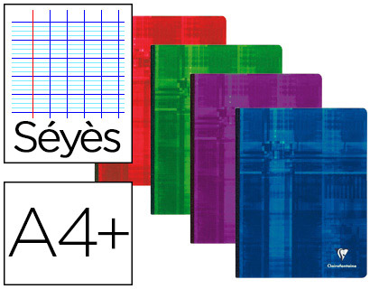 CAHIER BROCH CLAIREFONTAINE PAPIER VLIN VELOUT COUVERTURE SOUPLE PELLICULE A4+ 24X32CM 192 PAGES 90G SYS