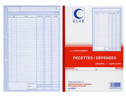 MANIFOLD ELVE AUTOCOPIANT A4 210X297MM FOLIOTAGE 50 DUPLIS LIVRAISONS RECETTES DPENSES