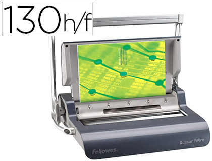 PERFORELIEUSE FELLOWES QUAZAR WIRE MANUELLE 130F PERFORATION FACILE 15F 80G ANNEAUX MTAL 14MM A4 410X460X130MM 7,4KG