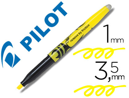 SURLIGNEUR PILOT FRIXION LIGHT CRITURE 1/3.3MM ENCRE THERMOSENSIBLE EFFAAGE PAR FROTTEMENT COLORIS JAUNE