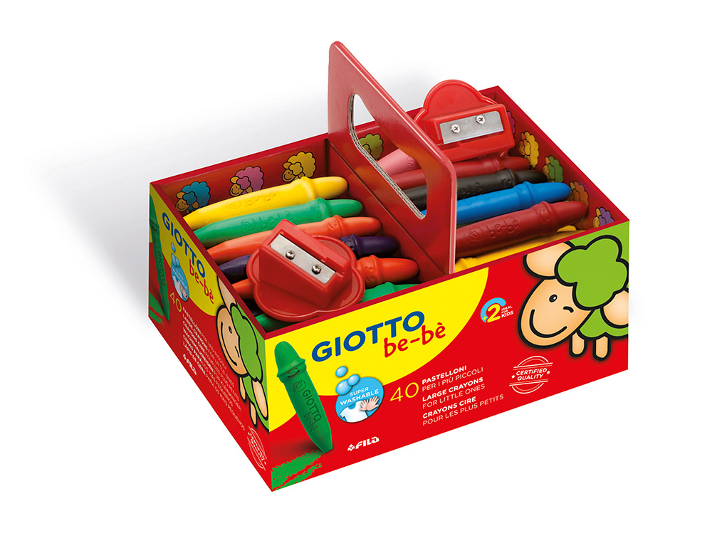 CRAIE COLORIAGE GIOTTO BE-B RSISTANTE COLORIS ASSORTIS COFFRET SCOLAIRE 40 CRAIES 2 TAILLE-CRAYONS OFFERTS