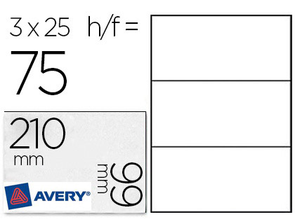 CARTE CORRESPONDANCE AVERY 220G 210X99MM FORMAT A4 BORDS LISSES IMPRIMABLE RECTO VERSO DTACHABLE FACILEMENT 75 UNITS
