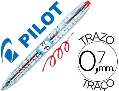 ROLLER PILOT B2P GEL CRITURE MOYENNE 0.7MM CORPS PLASTIQUE RECYCL TRANSLUCIDE RECHARGEABLE COLORIS ROUGE