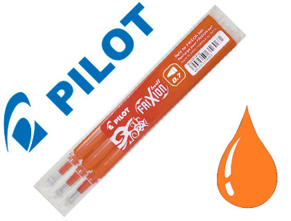 RECHARGE ROLLER PILOT FRIXION CLICKER CRITURE MOYENNE 0.5MM ENCRE EFFAABLE COLORIS ORANGE SET DE 3 UNITS