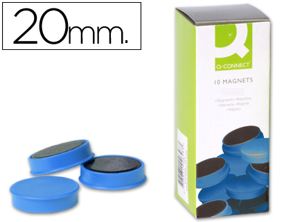 AIMANT Q-CONNECT DIAMTRE 20MM AFFICHAGE SIGNALISATION TOUTES SURFACES MTALLIQUES COLORIS BLEU BOTE 10 UNITS