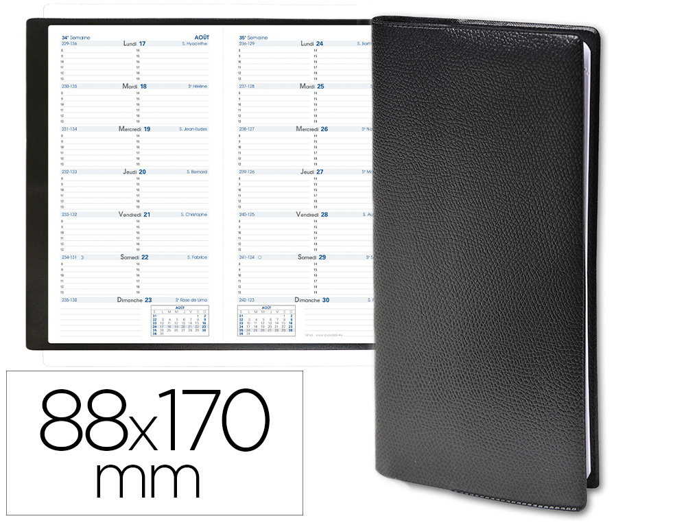 AGENDA QUO VADIS SILMA PLANNING POCHE AGRAF 12 MOIS JANVIER/DCEMBRE 1 SEMAINE 1 PAGE 88X170MM COLORIS ASSORTIS