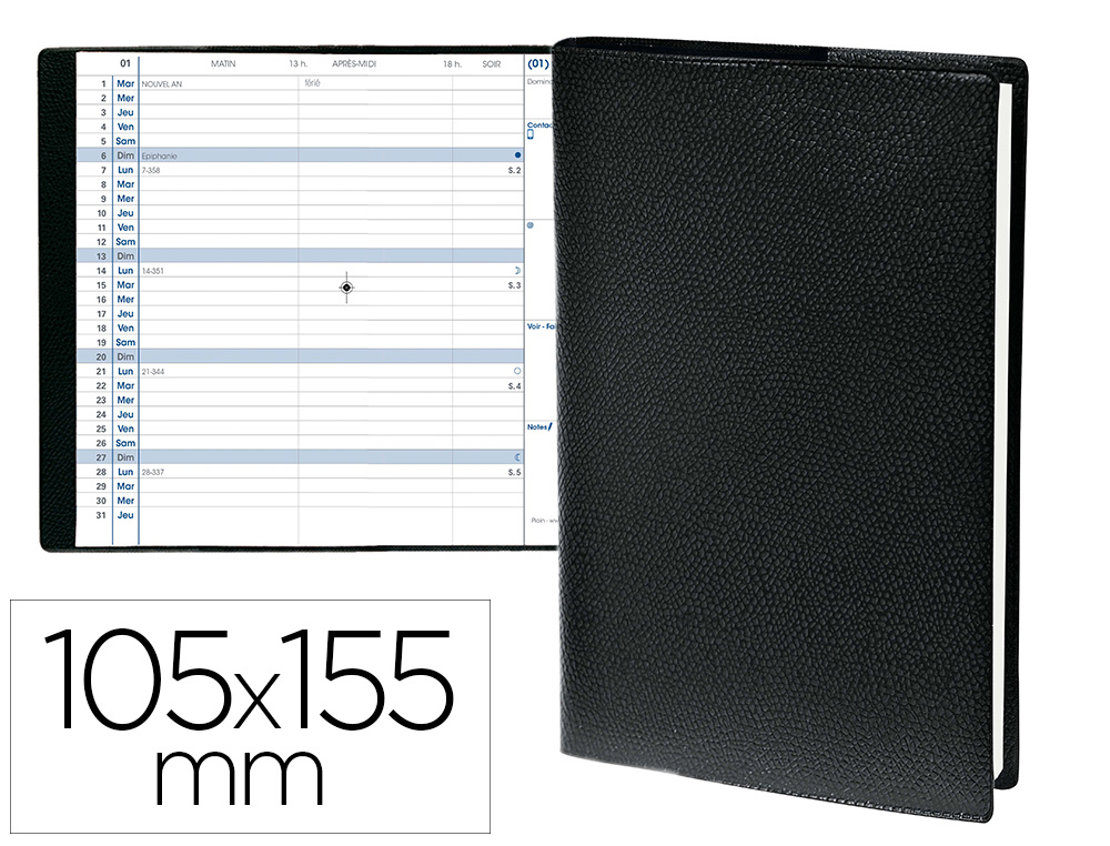 AGENDA QUO VADIS PLAIN IMPALA POCHE INDEXAGE MOIS 12 MOIS JANVIER DCEMBRE 1 MOIS 2 PAGES 105X155MM COLORIS ASSORTIS