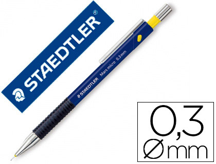 PORTE-MINE STAEDTLER MARS MICRO 0.3MM EMBOUT ET AGRAFE MTALLIQUES GRIP CAOUTCHOUC AMORTISSEUR MINE