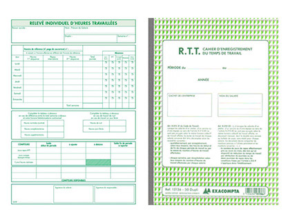 CAHIER AUTOCOPIANT EXACOMPTA ENREGISTREMENT TEMPS TRAVAIL A4 210X297MM 50 DUPLIS