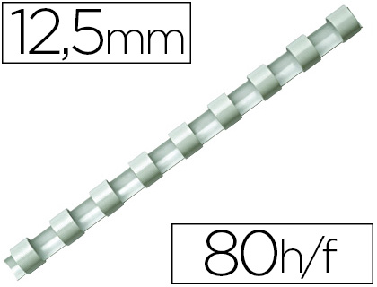 ANNEAU PLASTIQUE  RELIER FELLOWES DOS ROND CAPACIT 80F 12  MM DIAMTRE 300MM LONGUEUR COLORIS BLANC BOTE 100 UNITS