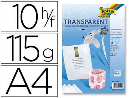 PAPIER CALQUE FOLIA A4 115G TRANSPARENT POCHETTE 10F