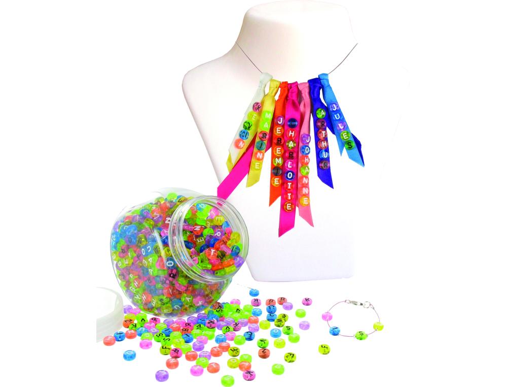 PERLES EN PLASTIQUE LETTRES PHOSPHORESCENTES 1 BOCAL 1200 UNITS