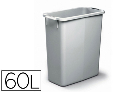 CONTENEUR RUBBERMAID POLYPROPYLNE POIGNES INTGRES L590X282XH600MM COLLECTEUR DURABIN 60L COLORIS GRIS