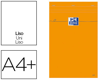 BLOC BUREAU OXFORD A4+ PAPIER VLIN SURFIN AGRAF EN TTE COUVERTURE ENVELOPPANTE 210X320MM 80F 80G COLORIS ORANGE