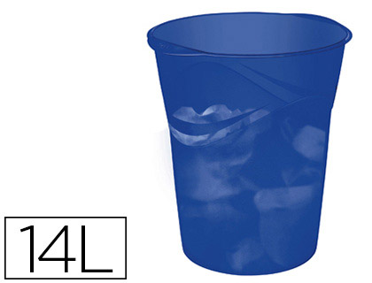 CORBEILLE  PAPIER CEP POLYPROPYLNE RSISTANT FORME CONIQUE POIGNES ERGONOMIQUES 14L 305X290X334MM HAPPY BLEU