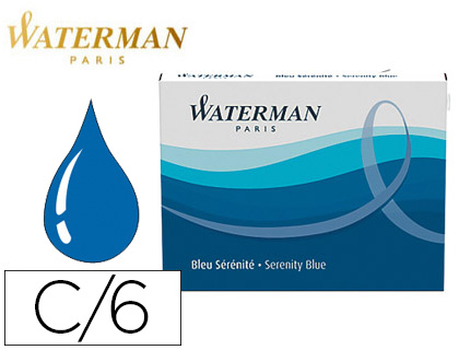 CARTOUCHE WATERMAN COURTE STANDARD ENCRE BLEUE EFFAABLE TUI 6 UNITS