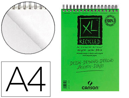 BLOC CROQUIS CANSON XL RECYCL SPIRALE MICRO-PERFORATIONS 160G A4 50F